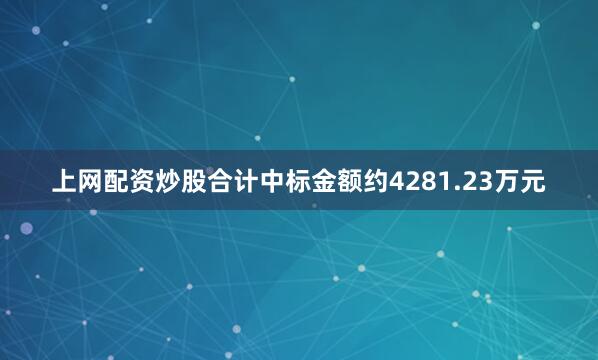 上网配资炒股合计中标金额约4281.23万元